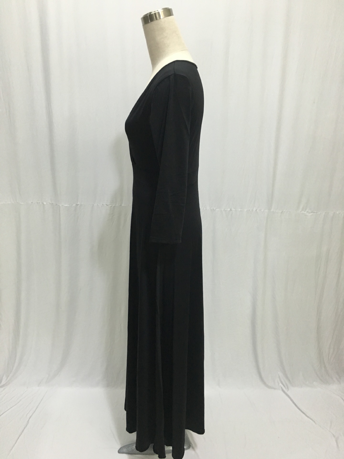 SZ60044-6 Women Long Knitwear V Neck Plus Size Bridesmaid Dress with Long Sleeve
